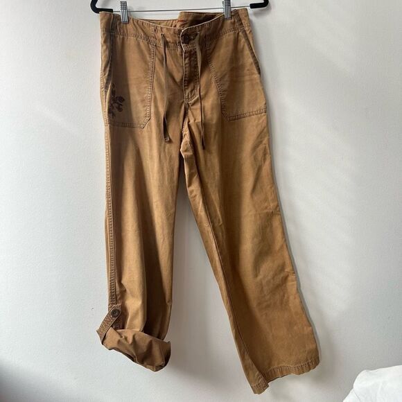 Eddie Bauer Trouser High Rise Button Ankle Adjustable Tab Leg Women's Brown Carg - Picture 4 of 16